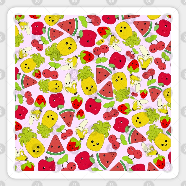 Kawaii Fruit Pattern Sticker by ShutterStudios